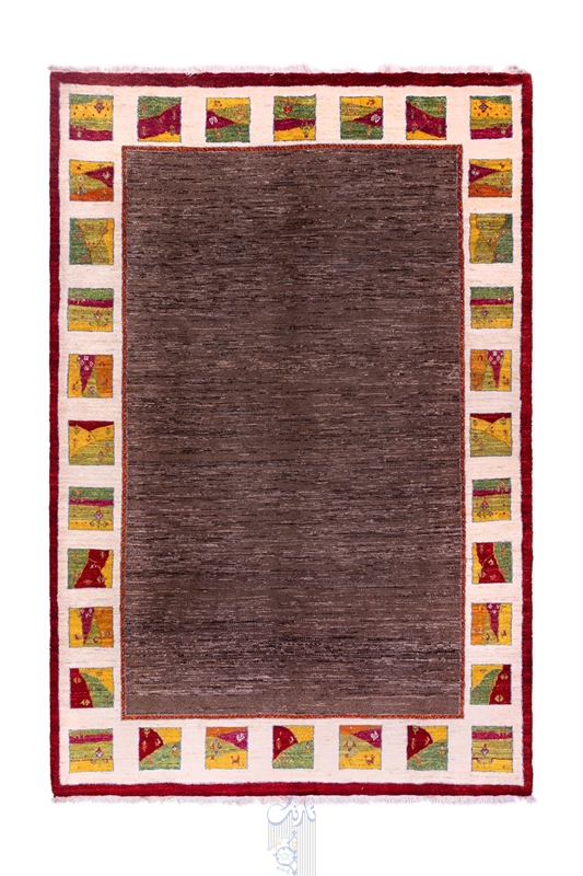 تصویر فرش دستباف قشقایی، گبه، طرح کف ساده حاشیه خشتی، کد HJC163