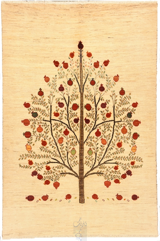 تصویر فرش دستباف قشقایی، گبه، طرح درخت انار، کد HJC1355