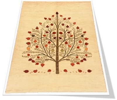 تصویر فرش دستباف قشقایی، گبه، طرح درخت انار، کد HJC1355